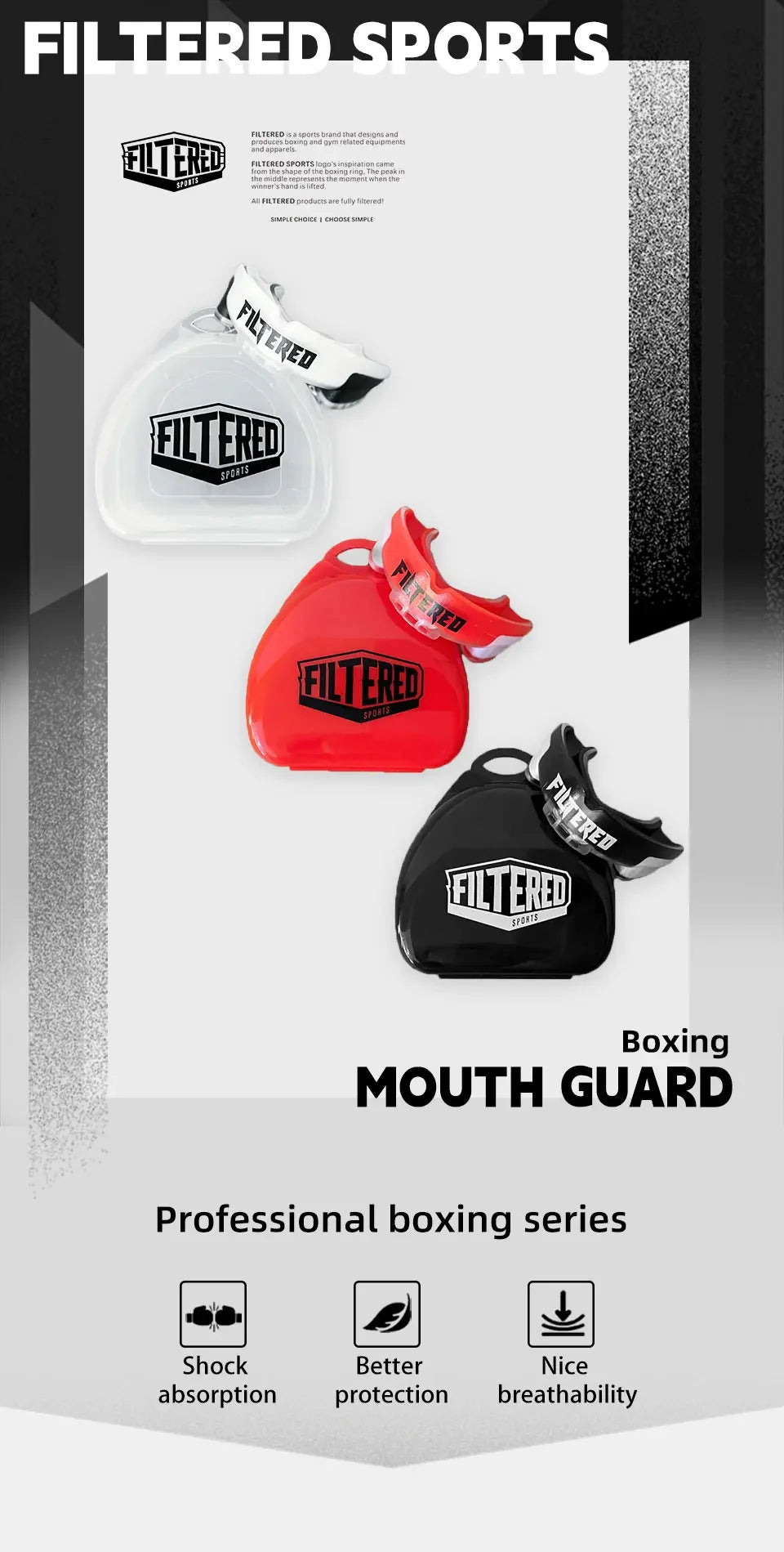 Gefilterter Sport-Mundschutz für Erwachsene, Muay Thai Boxen Zähne, Rugby Kampf, Trainingsschutz, MMA Zahnspange, Kampf-Mundschutz