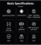 Urovo U2 Android 10 2GB RAM/16GB ROM Quad-Core 2GHz 2D Barcode-Scanner PDAs Wearable Devices