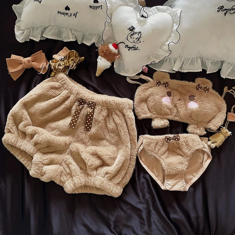 Japanische Kawaii Lolita Pyjama Nad Höschen Set Damen Süßer Cartoon BH Schleife Unterwäsche Kürbis Höschen Push-up BHs Dessous Intimates Hauptbild
