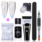 LILYCUTE 15ml Verlängerungsgel-Nagellack-Set Quick Nail Prolong mit Verlängerungsform-Nagelspitzen Acryl-Lösung Maniküre-Werkzeug-Kit