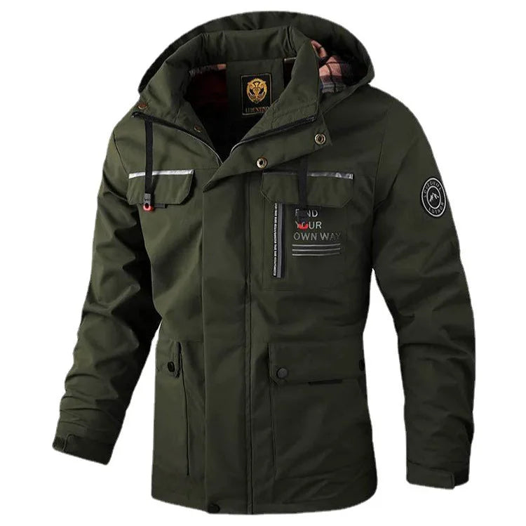 Mode Herren Freizeit Windbreaker Jacken Kapuzenjacke Herren Wasserdicht Outdoor Softshell Wintermantel Kleidung Warmer Fleece Dick