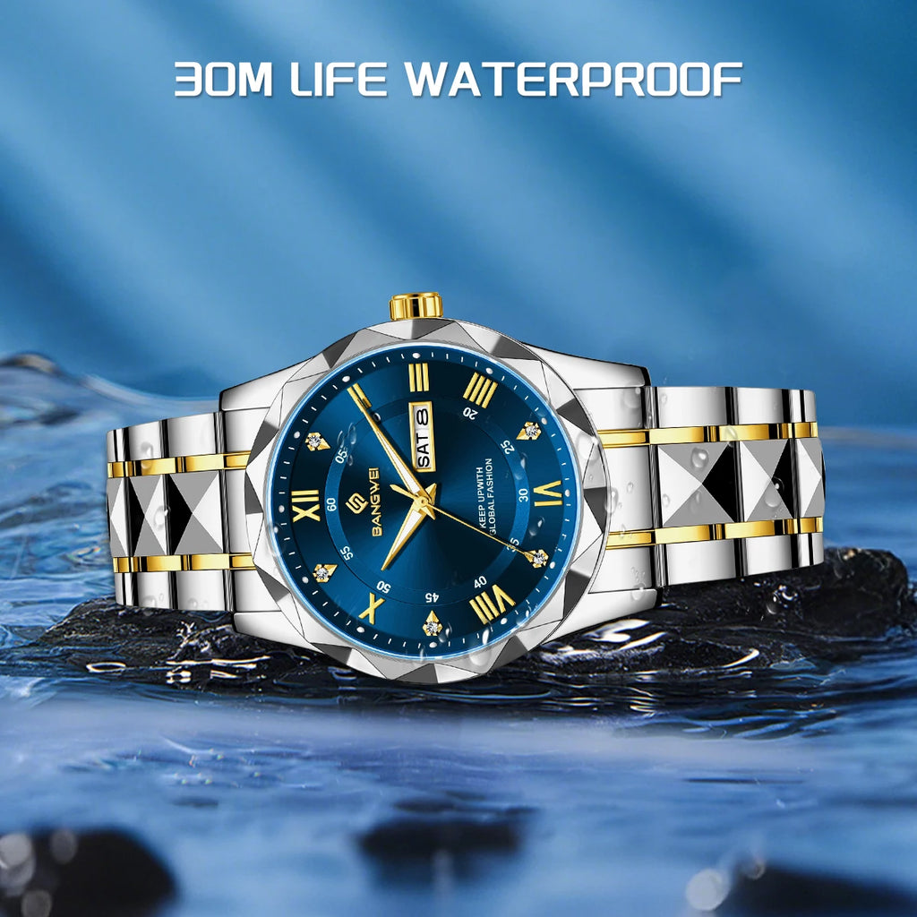 BANGWEI Elegante Luxus Quarz Damenuhr Mode Klassisch Einfach Edelstahluhren Automatisches Datum Wasserdicht Diamant Damen Armbanduhr
