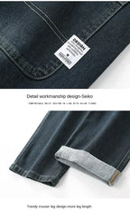 Herren Baggy Jeans Frühling und Herbst Lässige Gerade Stretch Vielseitige Weite Business Denim Hose Bequeme Loose Hose