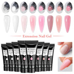 24-teiliges Set 20ml Poly Nail Extension Gel Kit Mini-UV-Lampe Versiegelung mit Basislack Überlack Professionelles Poly-UV-Nagelgel-Kit Starter-Kit