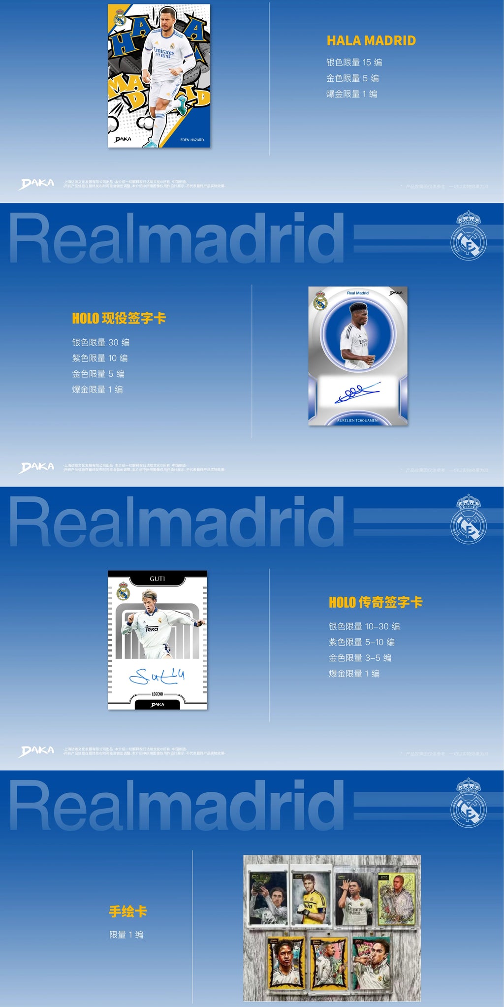 Original 2025 DAKA Real Madrid Star Cards Sammelbox Limitierte Auflage Nummerierte Unterschrift Must-have für Fans und Sammler
