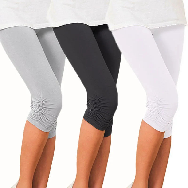 Elastic High Waist Sporty Women Clothing Skinny Pants Elastic Quick Dry 3/4 Sports Leggings Short Trousers Casual Solid Summer Main image