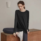 Lockere, schnell trocknende Sportoberteile, Damen-Langarmshirts, Yogabekleidung, atmungsaktive Lauf- und Fitnessbekleidung, figurformend