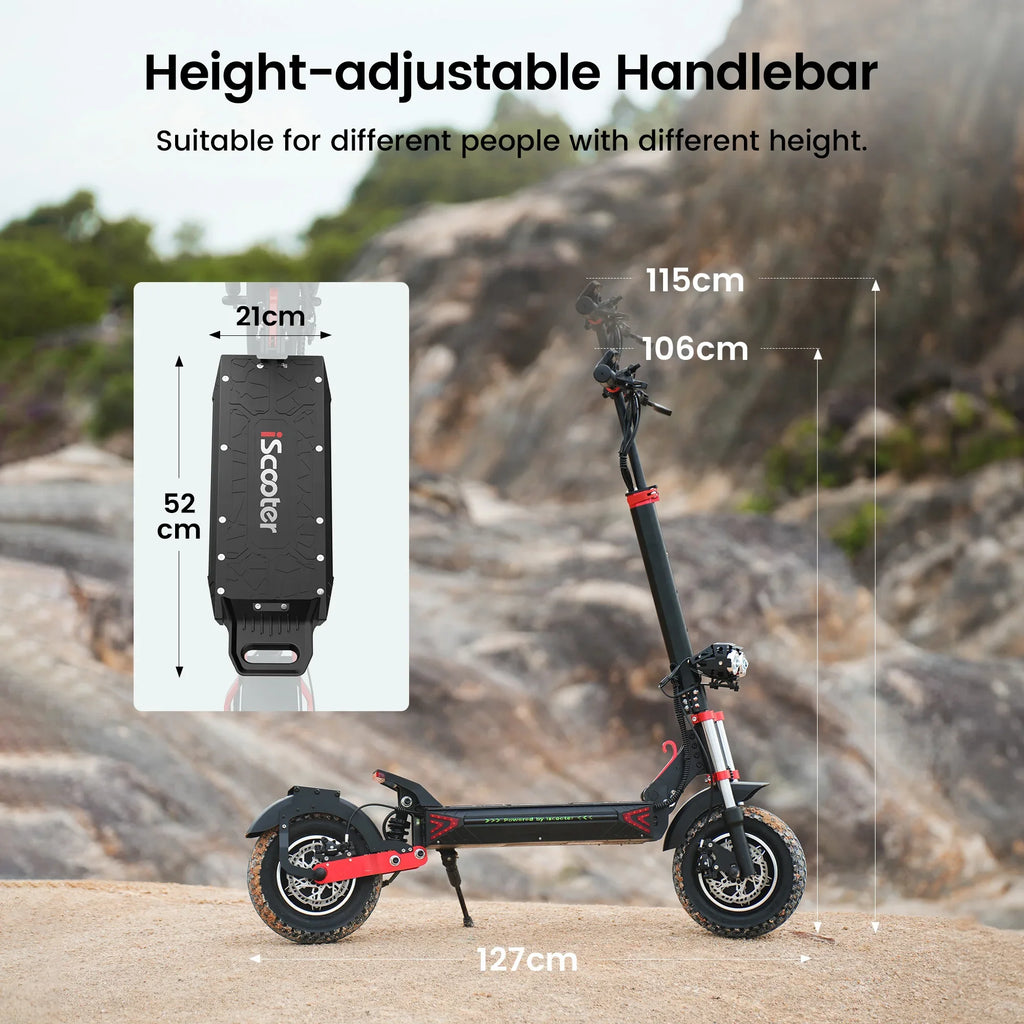 iScooter iX8 Erwachsenen Elektroroller 2400W Motor 48V20Ah Akku 12 Zoll Offroad-Luftreifen Faltbarer E-Scooter