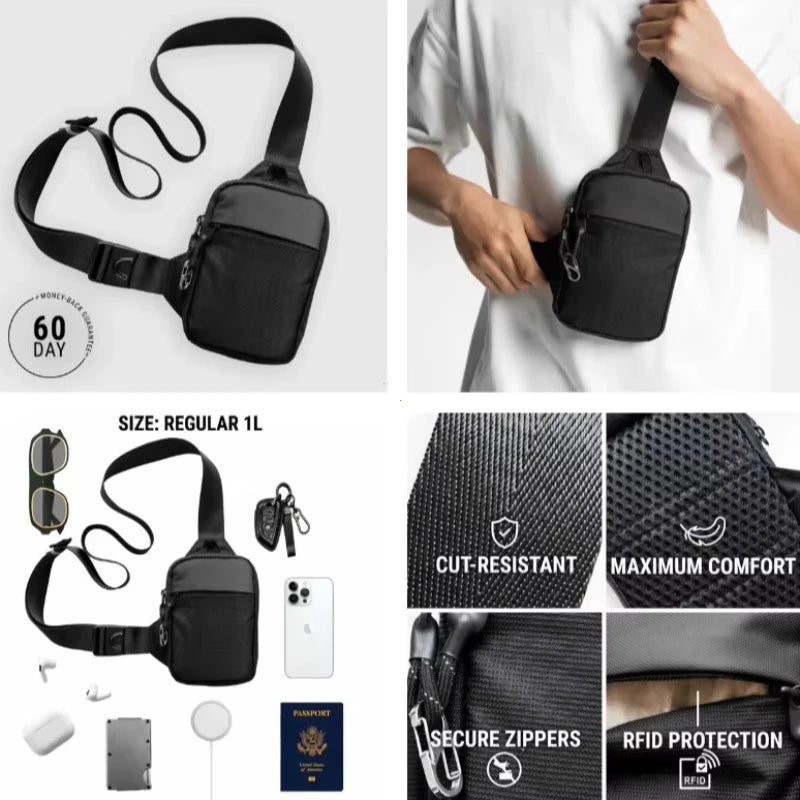 Mini Crossbody Bag for Men with Stainless Steel Lock RFID Anti-Theft Mobile Phone Single Shoulder Bag handbags Fashionable 2026 Hauptbild