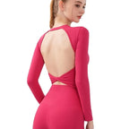 Fashion Sport Tops Pilates Laufen mit Brustpolster Fitness Langarm Enganliegende Schnelltrocknende Shirts Yoga Top Oberbekleidung