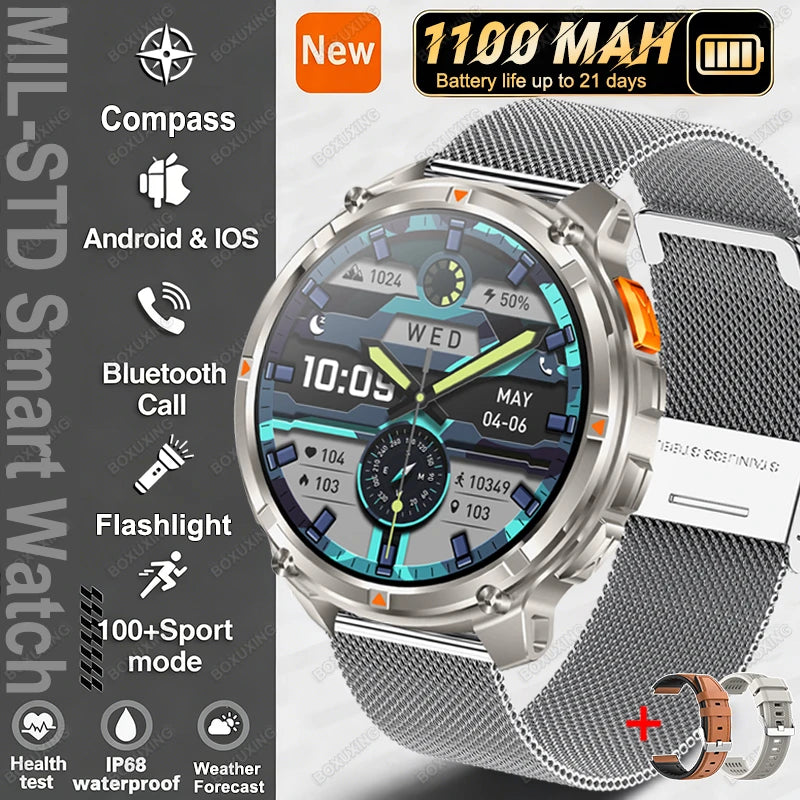 2026 Neue T-Rex 3 Ultra 1100mAh Smartwatch 5ATM Wasserdicht Outdoor Sport GPS Track Herzfrequenz Kompass Bluetooth Anruf Smartwatch