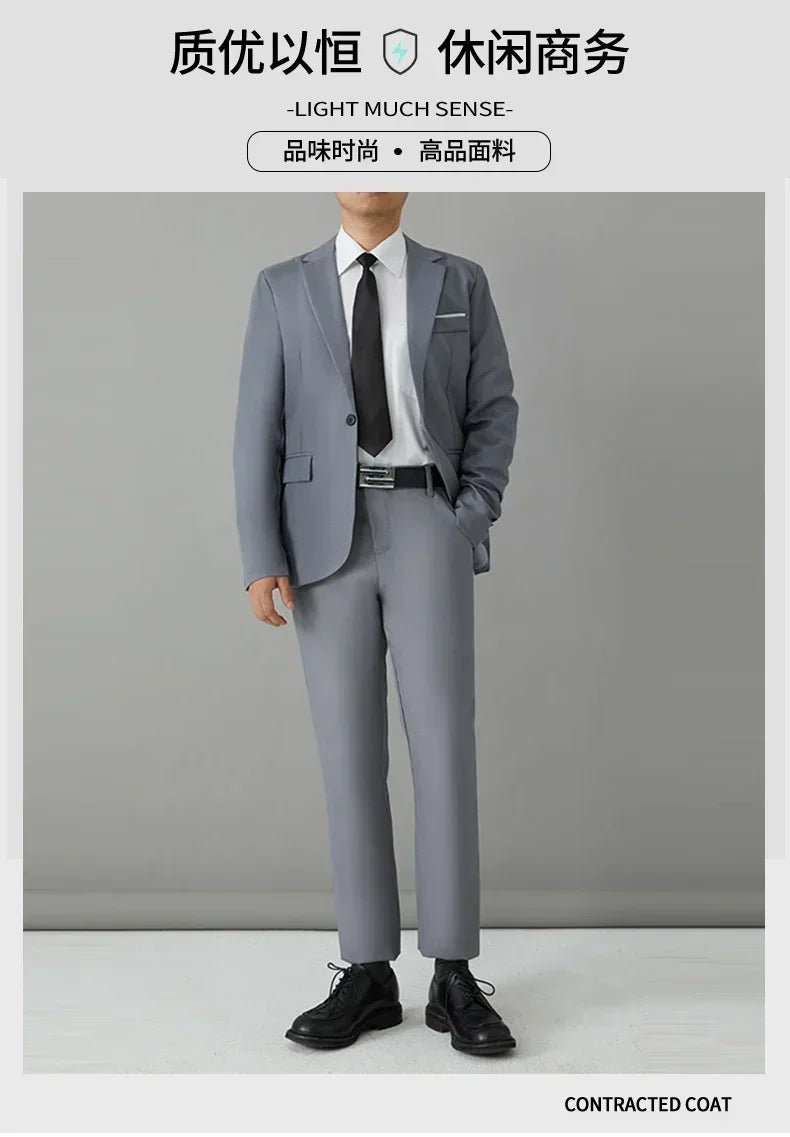 S-8XL Anzug Herrenmode Casual Outdoor (Blazer + Hose) Gentleman Business Hochzeit Slim-fit Formeller Britischer Stil Hochzeitsanzug