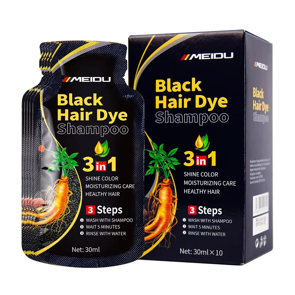30ml/500ml 3-in-1 Schnell-Haarfärbeshampoo Naturschwarz Kräuter-Haarfarbe Feuchtigkeitsspendend Milde Haarfärbe-Pflegespülung Haarpflegeprodukte