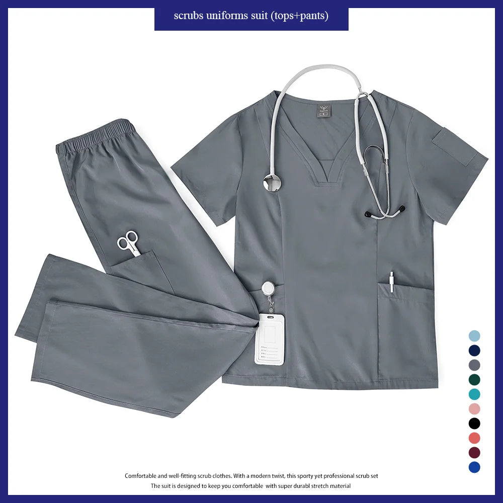 Niaahinn Scrubs Uniforms Sets Großhandel Medizinische Kasacks Stretch-Anzug Gesundheitswesen Pflegeuniform Unisex OP-Kasacks Damen Herren