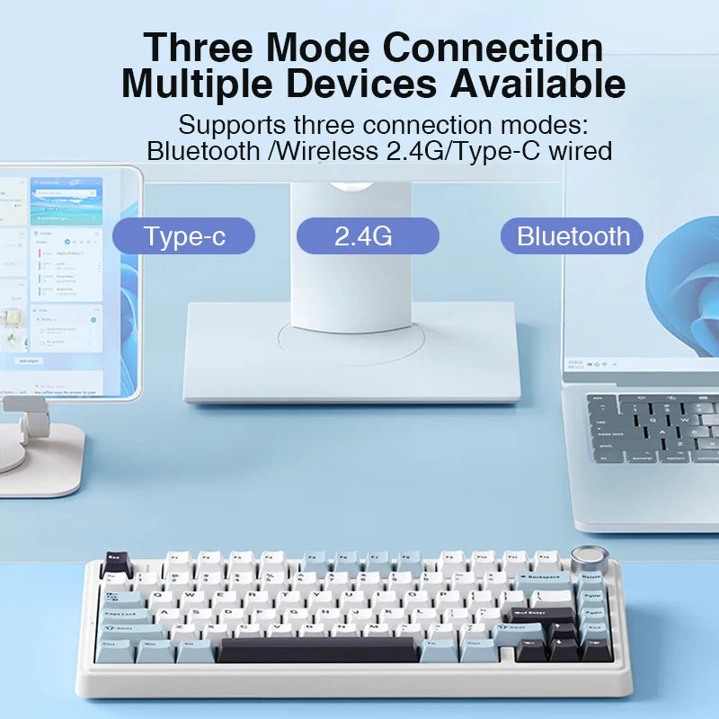 AULA F75 2.4G Kabellos/Bluetooth/Kabelgebunden Gaming Mechanische Tastatur RGB Angepasstes 75% Layout OEM Profil Gasket Struktur Zweitbild