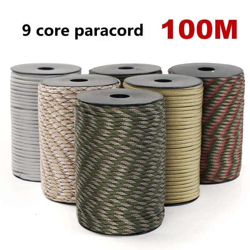 100/50M 550 Military Standard 9-Strang Paracord Seil 4mm Outdoor Fallschirmleine Survival Schirmzeltleine Wäscheleine Hauptbild