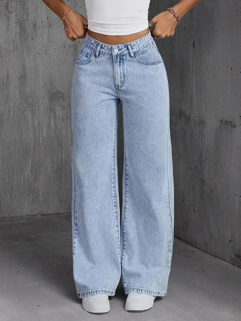 Damenjeans Y2K Kleidung Hellblaue weite Denim-Hose lockere Mode schlicht Stretch vier Jahreszeiten beliebt Freizeit
