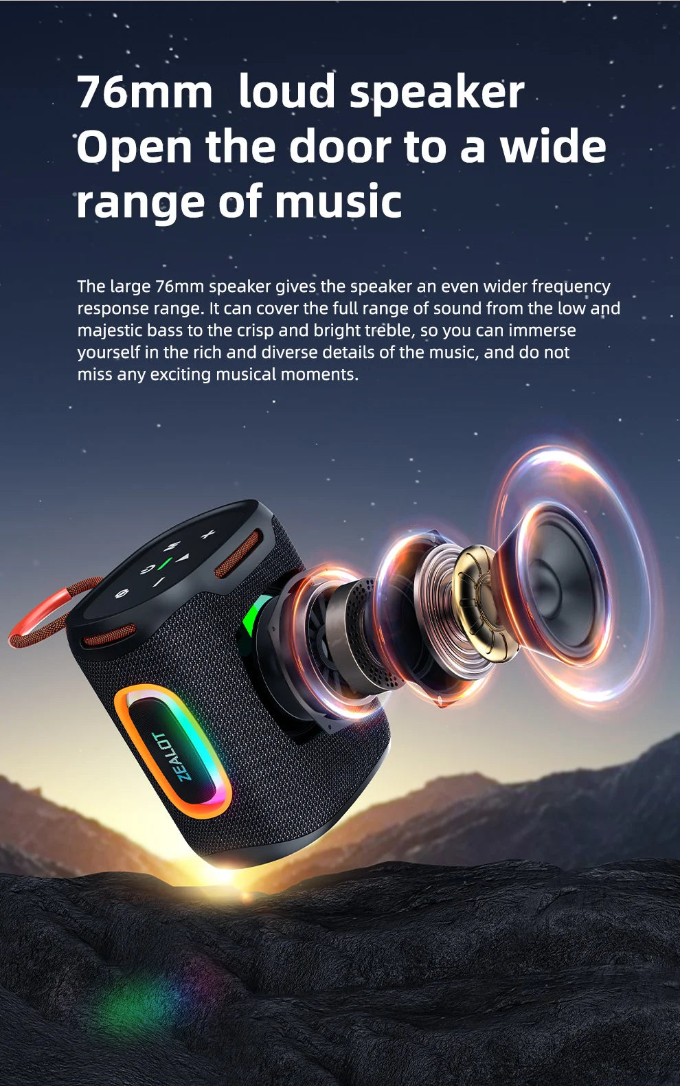S122 25W Kabelloser Bluetooth-Lautsprecher Outdoor Tragbarer Mini Wasserdichter Lautsprecher mit Licht 6000mAh Akku Bass Boost für Outdoor