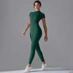 Ärmelloser Yoga-Jumpsuit mit Reißverschluss, schnelltrocknender, atmungsaktiver, figurbetonter Outdoor-Sport-Jumpsuit, Fitnessanzug