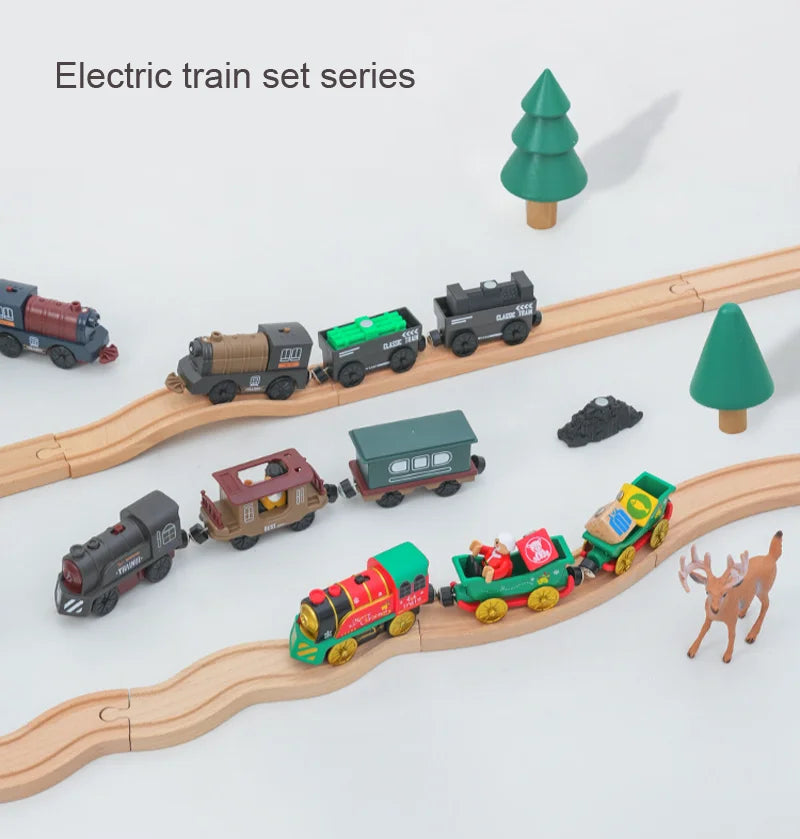 Neues elektrisches Eisenbahnset, kompatibel mit Thomas Holzeisenbahn Schienen Zugspielzeug für Kinder Weihnachtsgeburtstagsgeschenk