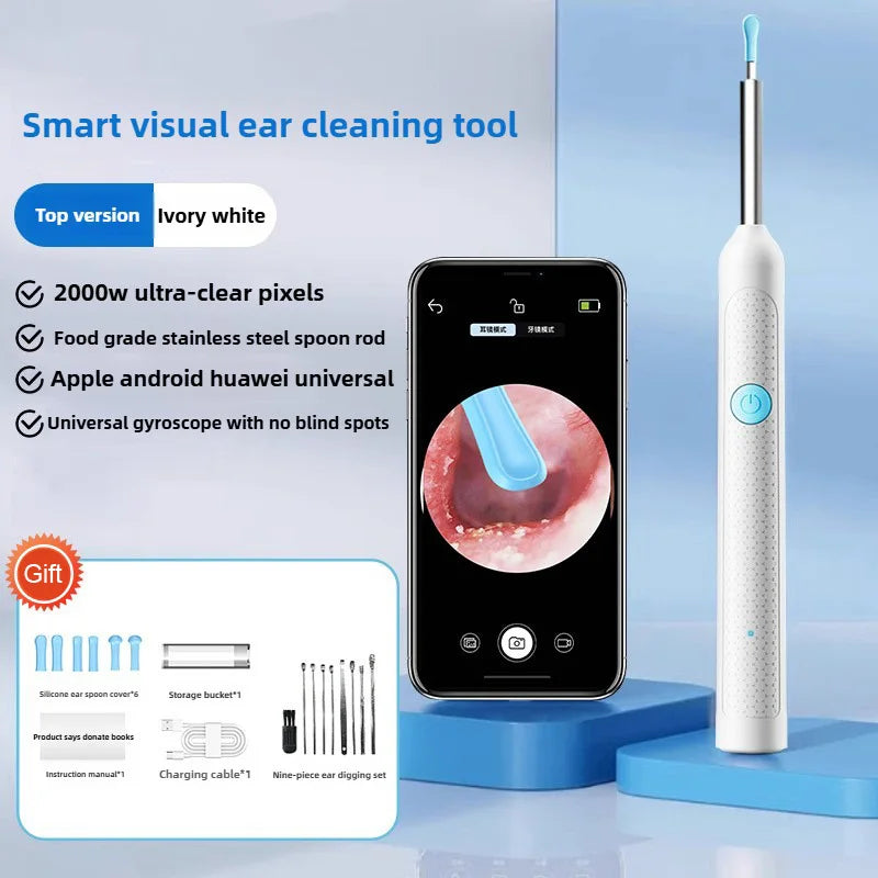 Kabellose Ohrenschmalzentfernung mit Kamera Wiederaufladbarer Ohrenreiniger HD-Kontrollkamera mit Ohrlöffel-Set für die Gehörgangreinigung