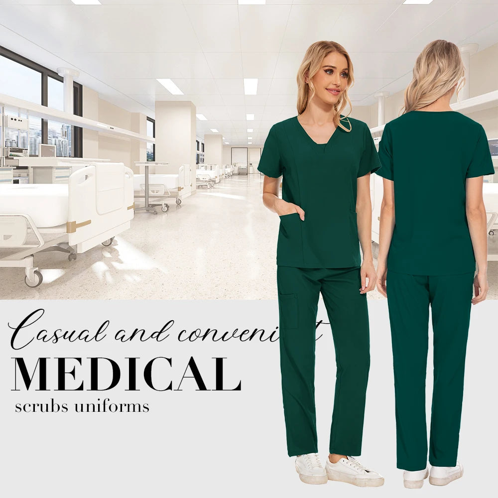 Niaahinn Scrubs Uniforms Sets Großhandel Medizinische Kasacks Stretch-Anzug Gesundheitswesen Pflegeuniform Unisex OP-Kasacks Damen Herren