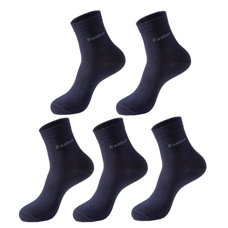 5 Paar/Herren Bambussocken Bequem Atmungsaktiv Freizeit Business Herren Crew Socken Hohe Qualität Antibakteriell Wadenhohe Socken EU39-45