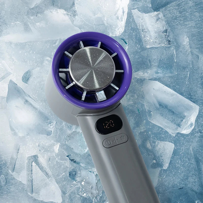 3000 mAh Handheld Mini-Ventilator Elektrischer Handventilator Eiskompresse Hochgeschwindigkeitskühlung USB wiederaufladbar Tragbares LED-Digitaldisplay