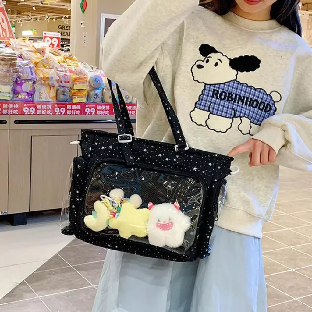 Neue Y2K Süße Japanische Ita Bag Lolita Mädchen Transparente Umhängetasche Große Kapazität Umhängetasche Lässige Tasche DIY Display Handtaschen