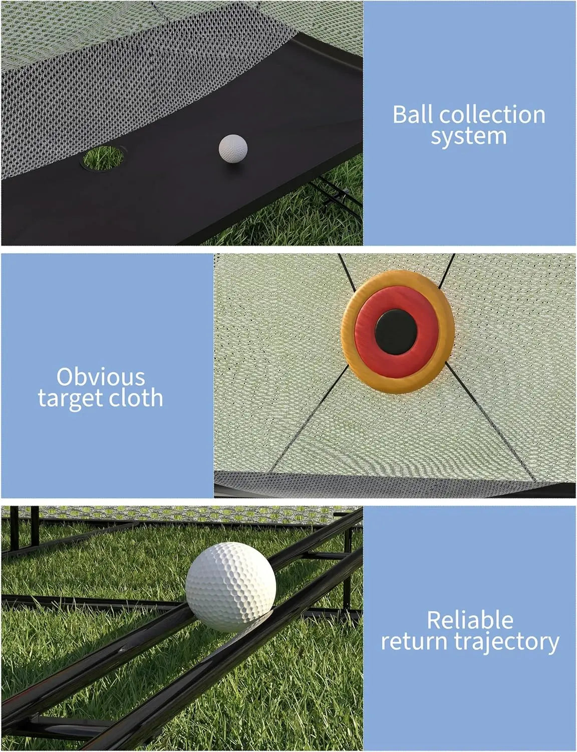 12x9Fuß Golf-Übungskäfig-Netz-Set mit Metallrahmen und Tragetasche, faltbar, einfacher Aufbau, Übungsnetze für Indoor-/Outdoor-Training