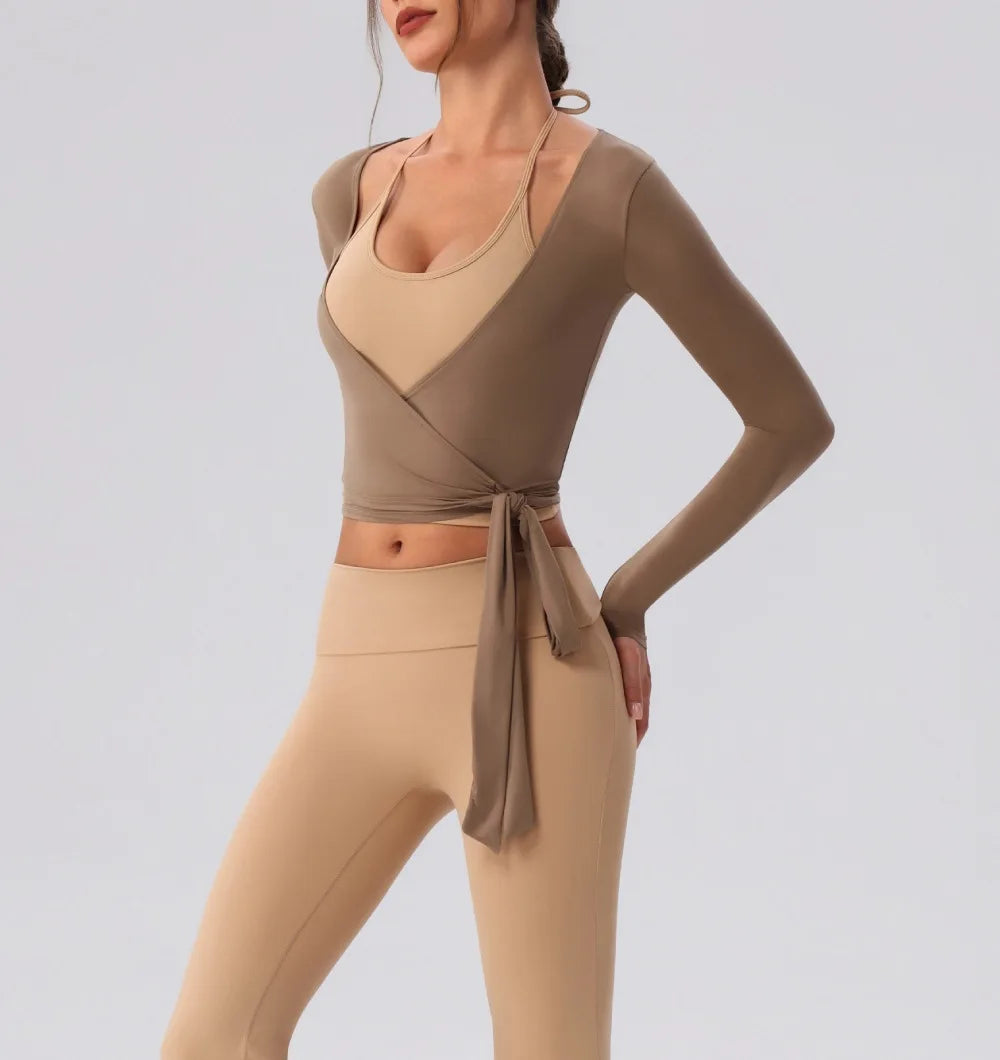 Yoga Sportshirt Blusen Pilates Crop Top Fitness Damen Langarm T-Shirt Oberteile Sweatshirt Sportbekleidung Damen Gym Yoga Kleidung