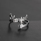 Personalisierter Doppel-Vorname-Ring für Damen und Herren, personalisiertes Paar-Familien-Geschenk, goldfarbener Edelstahl-Metallschmuck