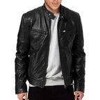 2024 Motorrad Lederjacken Herren Lässige Mode Motorradmantel Slim Fit Revers PU Jacken Herbst Winddichte Lederjacke Herren