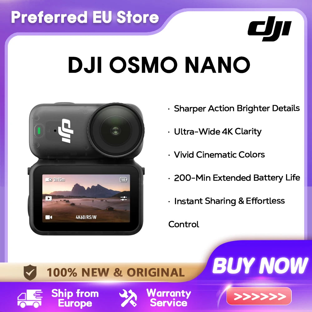 DJI Osmo Nano Bundle Standard 128G / 64GB Kleine Kamera Vlog 4K/60fps & 143° Weitwinkel-Sichtfeld Brandneuer 1/1.3" Sensor Dual DJI Mikrofone Neu Original