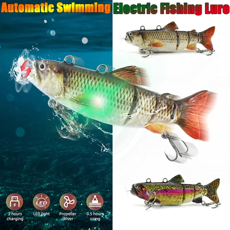 Automatischer Swimbait, elektrischer, robotergesteuerter Angelköder, 4-Segment, automatisch, mehrteiliger Köder, USB-wiederaufladbar, Wobbler, Pesca-Zubehör