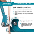 LIBRATON Rohrbieger, 3-IN-1, 1/4" (6mm), 5/16" (8mm), 3/8" (10mm), für Kupfer-, Messing-, Aluminium- und dünnwandige Stahlrohre