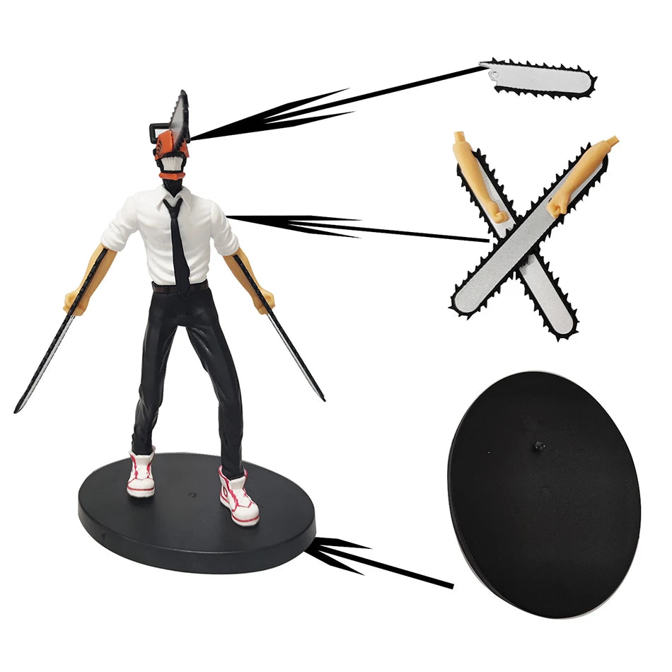Anime Chainsaw Man Figur 2er Set Denji Actionfigur 14-17cm Auto Dekoration Puppe PVC Modell Sammlerstücke Kindergeschenke