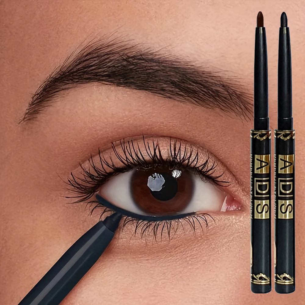 2 Stück wasserdichte schwarze braune Eyeliner-Stifte – wischfest, langanhaltend & anfängerfreundlich, glatt, hochpigmentiertes Punk-Augen-Make-up