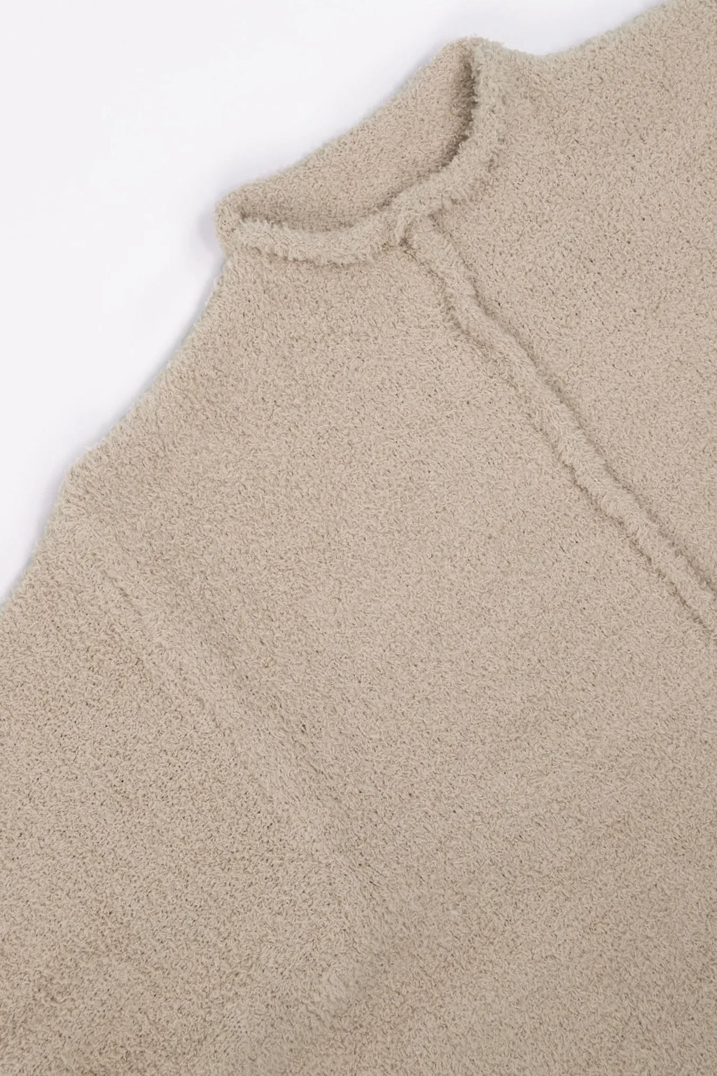 Damen beiges Oversize-Strick-Zweiteiler-Set mit Half-Zip Pullover und weiter Hose, lässige Loungewear