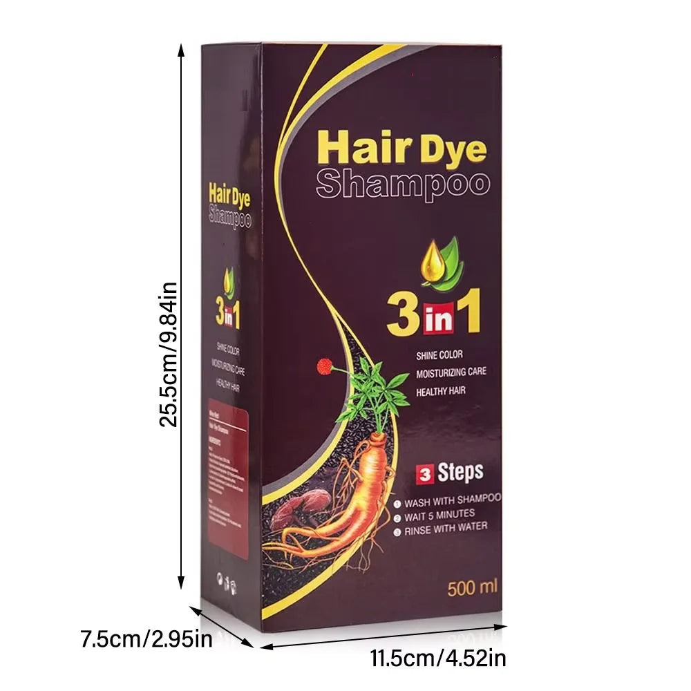 30ml/500ml 3-in-1 Schnell-Haarfärbeshampoo Naturschwarz Kräuter-Haarfarbe Feuchtigkeitsspendend Milde Haarfärbe-Pflegespülung Haarpflegeprodukte