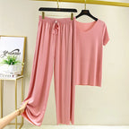 Zweiteiliges Set Damen Oberteil und Hose Sommer 2-teilige Sets Damen Outfits Urlaub 2026 neue Kollektion weite Hose elegant lässig