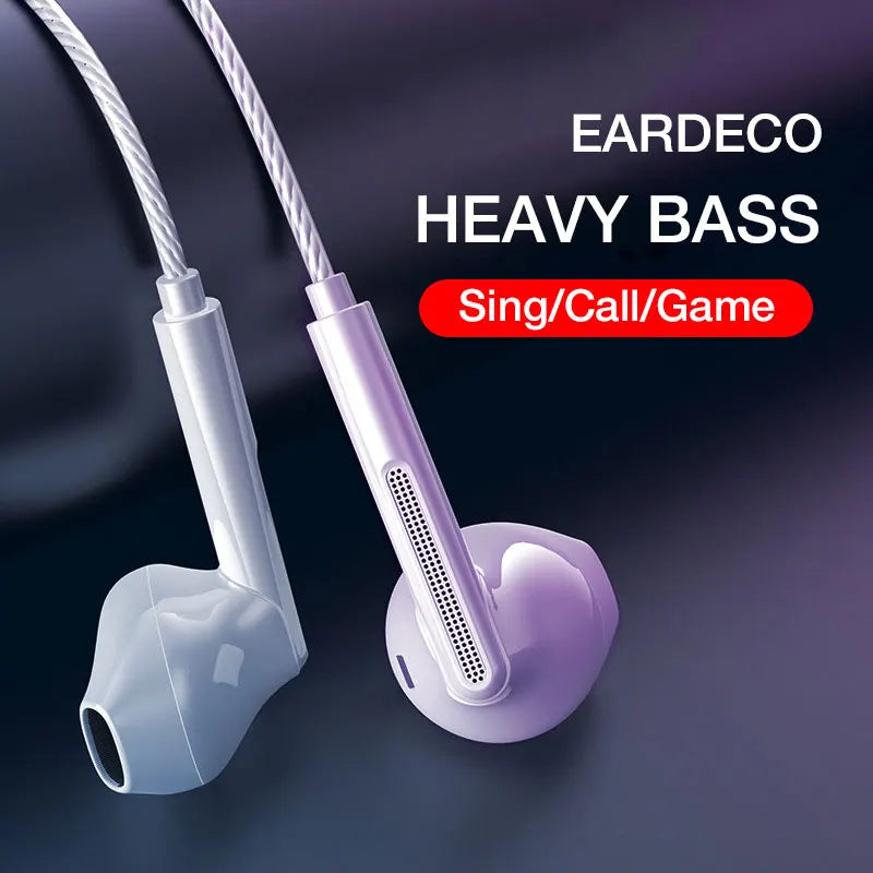 EARDECO Kopfhörer Headset mit Mikrofon Kabelgebundene Kopfhörer Schwerer Bass In-Ear Stereo Kabelgebundene Ohrhörer Ohrstöpsel Kabel Spiel Telefon Kopfhörer Hauptbild