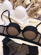 Mesh-Spitzenunterwäsche Damen Sexy kleiner Busen Push-Up-Dessous für Frauen BH-Sets Rot Weiß Hochzeitsmädchen Dicke Intimates BCD