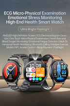 2026 Neue Smartwatch NFC EKG+PPG Blutsauerstoff Harnsäure Blutdruck Saphir Smartwatch Herren für Android iOS Smartwatch Herren