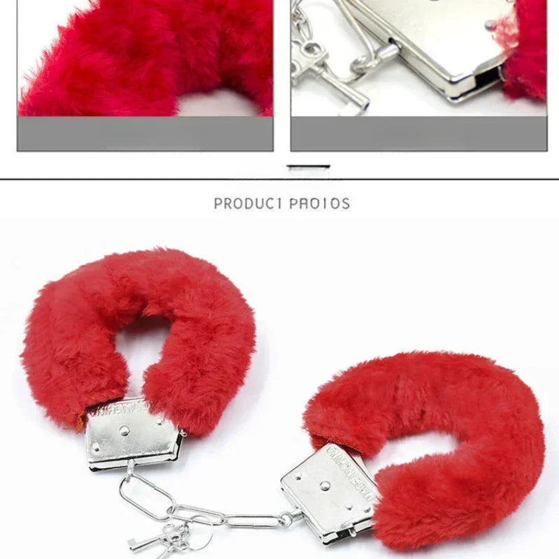 BDSM Handfesseln Sex Hände Bindespielzeug Einstellbare Metall Plüsch Handschellen Fesseln Fetisch Sklave Paare Erwachsenenspiel Produkte