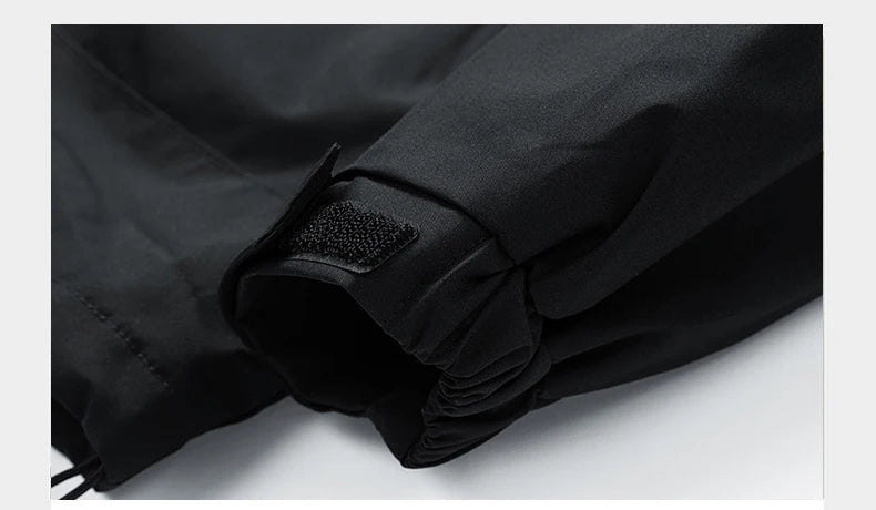 Windbreaker Herren Kapuzenjacke Reißverschluss Mantel Cargo Wasserdicht Schwarz Bomber Camping Loose Dünn Softshell Kapuzen-Wanderjacke