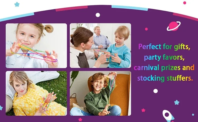 Regenbogen Cats Cradle Schnur 1.6M/63 Zoll Lange Regenbogen Bunte Fingerschnur Chinesische Fingerspiele Spielzeug für Kinder
