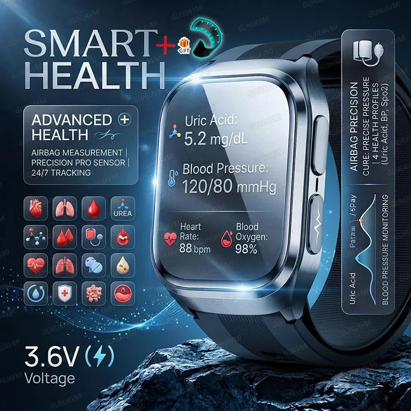 2026Neue Gesundheitsuhr Blutdruck Genaue Messung Smartwatches Herren Harnsäure Blutfette wasserdicht Airbag Smartwatch Damen