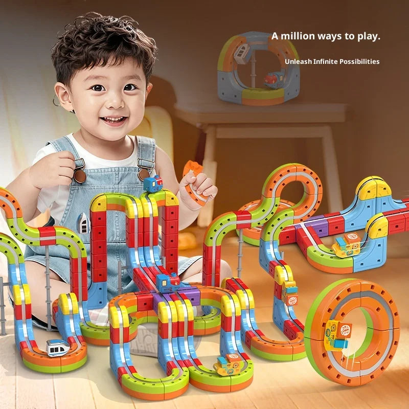 Magnetisches Bullet Train Set für Kinder mit elektrischer Lokomotive, DIY-Gleisbausteinen, pädagogischem MINT-Bauspielzeug, Geburtstagsgeschenk Hauptbild
