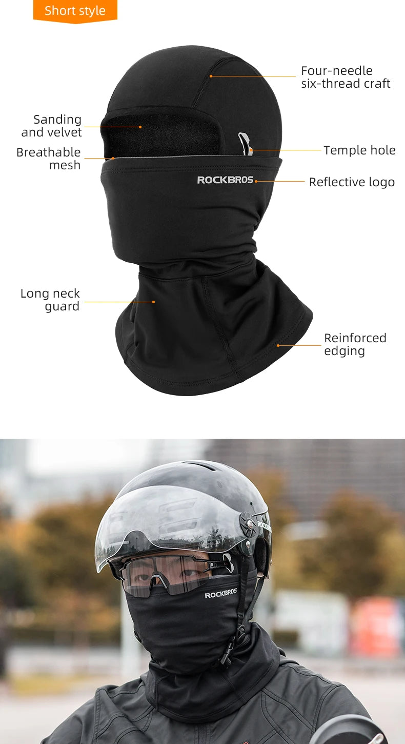 ROCKBROS Radmützen Vollgesichtsmaske Winter Atmungsaktiv Winddicht Fleece Fahrrad Halswärmer Schal Maske Skifahren Motorrad Fahrradmütze